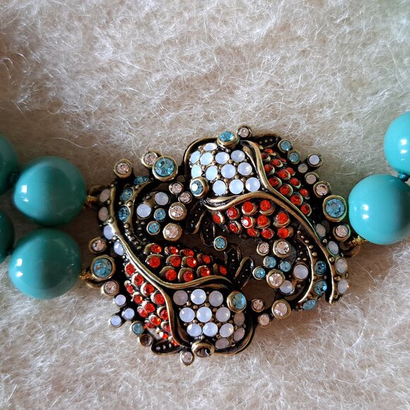 HEIDI DAUS China, Swarovski Crystal and Turquoise Bead necklace, OS - Picture 3 of 6